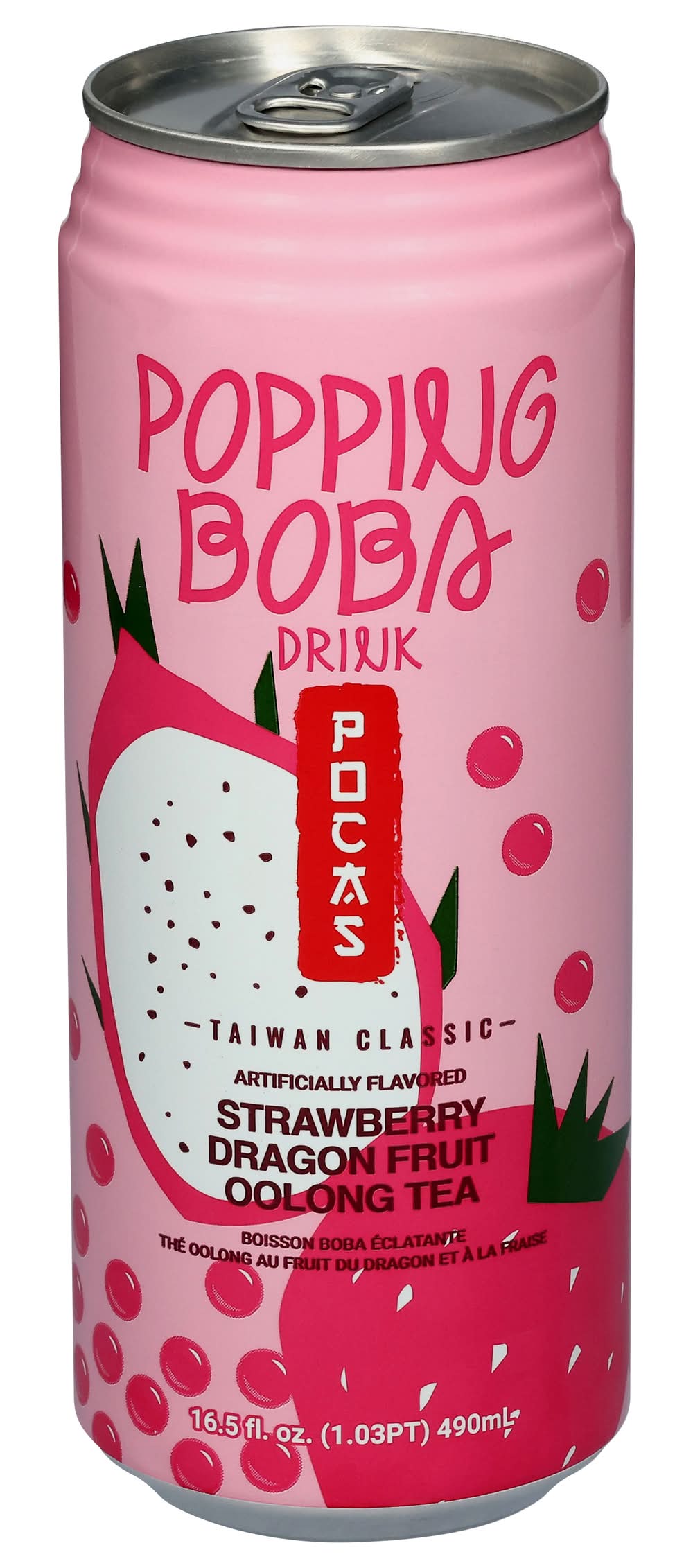 Pocas Popping Boba Oolang Tea, Strawberry-Dragon Fruit (16.5 fl oz)