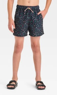 Boys' Summer Icons Printed Swim Trunks - art class™ Black XS