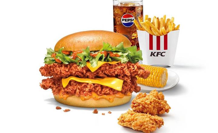 Fire Zinger Stacker Mega meal L