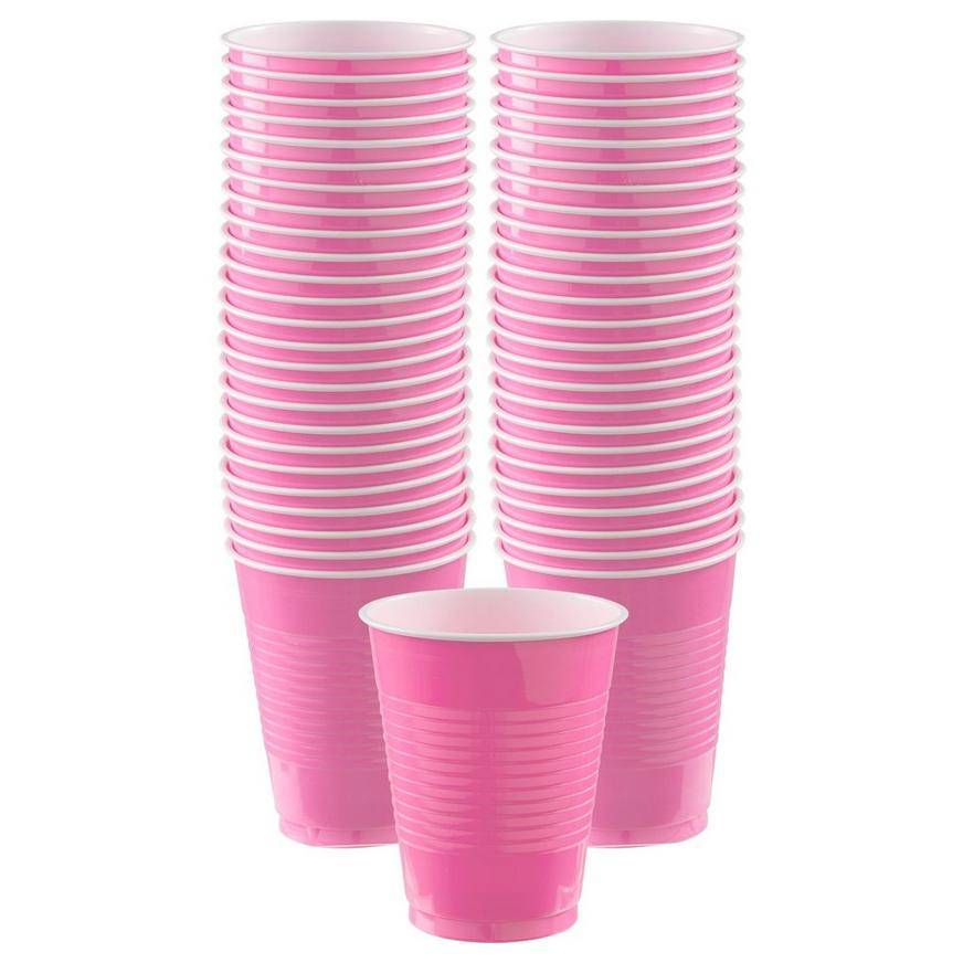 Party City Plastic Disposable Cups, Pink (50 ct)