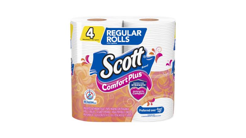 Scott Comfortplus Toilet Paper, Regular Roll, 4 Rolls
