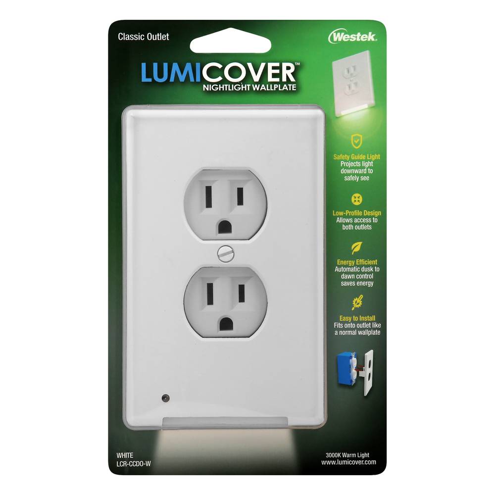 Westek Lumicover Classic Outlet White Nightlight Wallplate