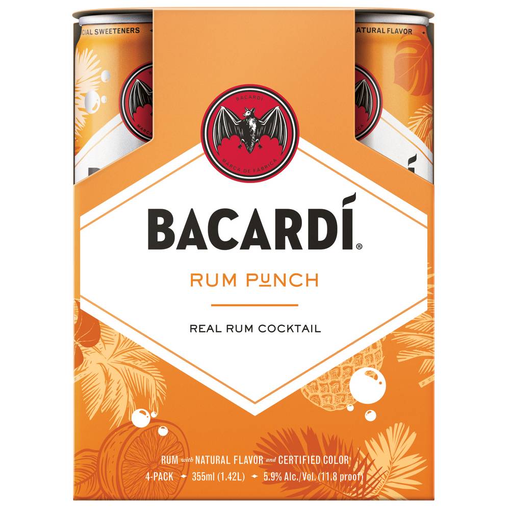 Bacardí Rum Punch Cocktail (4 pack, 12 fl oz)