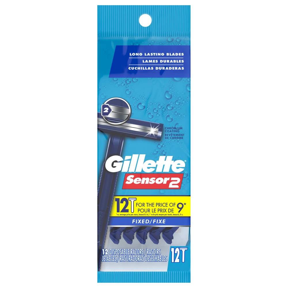 Gillette Fixed Disposable Sensor2 Razors (12 ct)