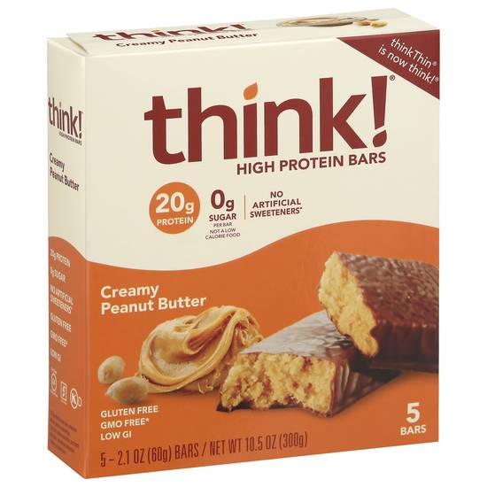 Think! Creamy Peanut Butter High Protein Bar (5 x 2 oz)