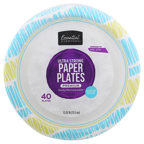 Essential Everyday 10" Ultra Strong Designer Paper Plates (40 ct)
