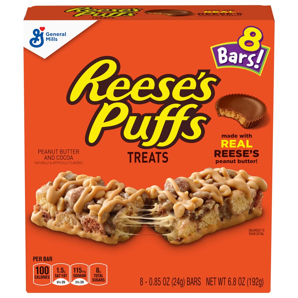 Reese's Puffs Peanut Butter & Cocoa Treat Bars (6.8 oz, 8 ct)