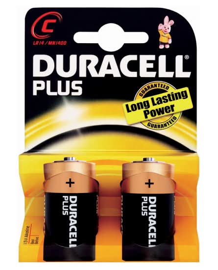 Duracell Plus C 1.5v Alkaline Long Lasting Power Batteries (2 pack)