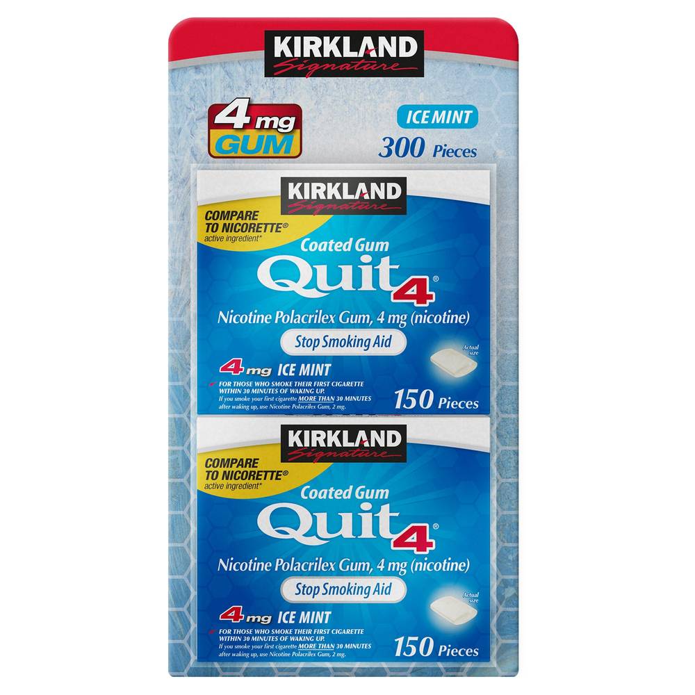 Kirkland Signature Quit Coated Nicotine Polacrilex Gum (150 ct) (ice mint )