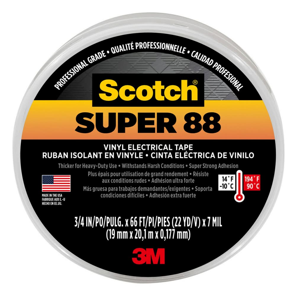 Scotch Super 88 0.75-in x 66.0-ft Vinyl Electrical Tape Black