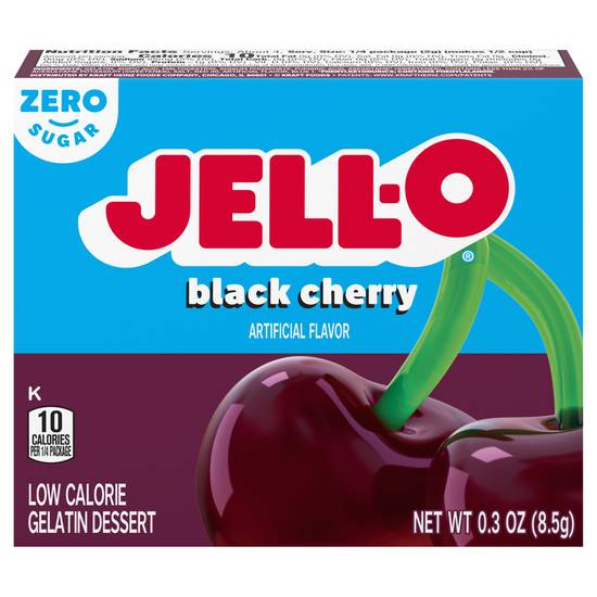 Jell-O Sugar Free Black Cherry Gelatin Dessert Low Calorie