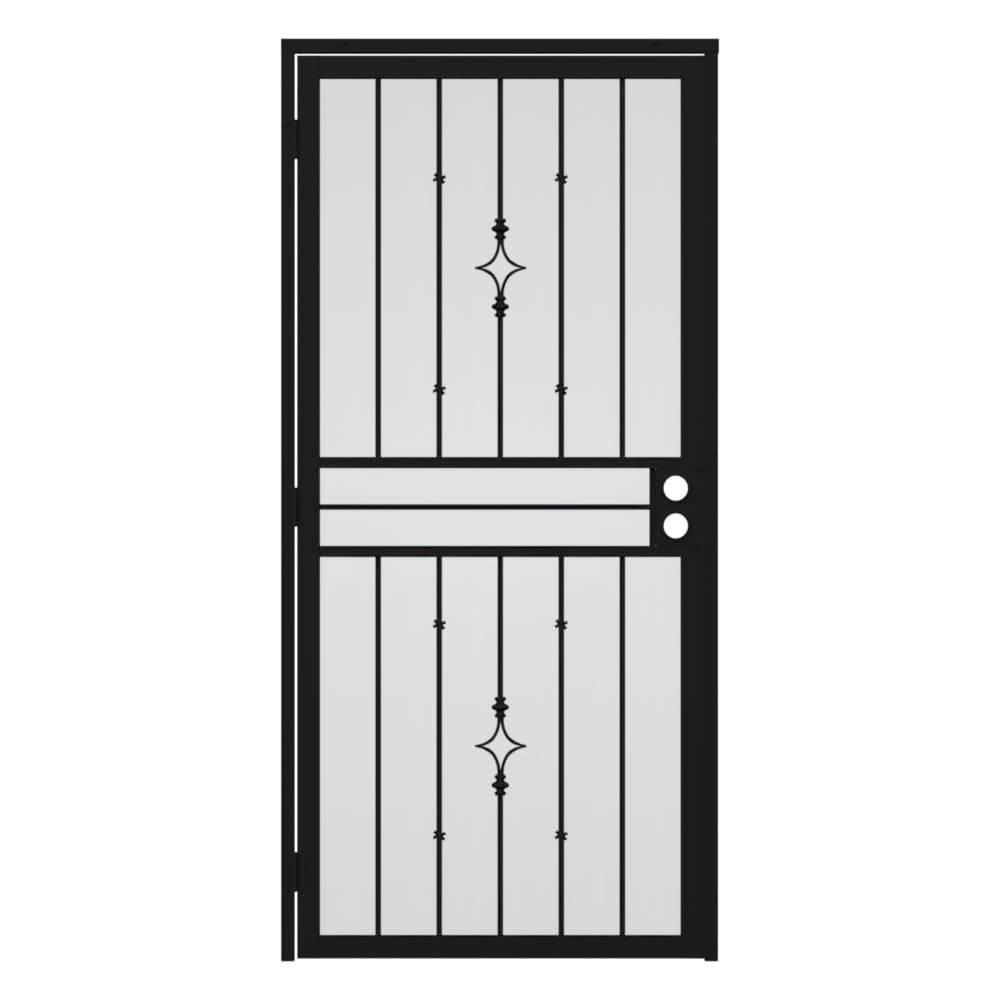 Gatehouse Covington 32-in x 81-in Black Steel Surface Mount Universal/Reversible Security Door with Black Screen | 91836051