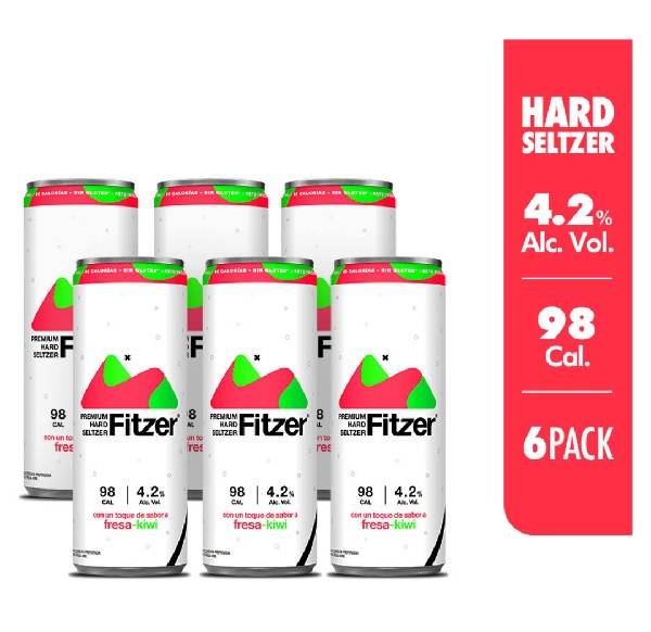 Fitzer · Hard seltzer, fresa - kiwi (6 x 355 ml)