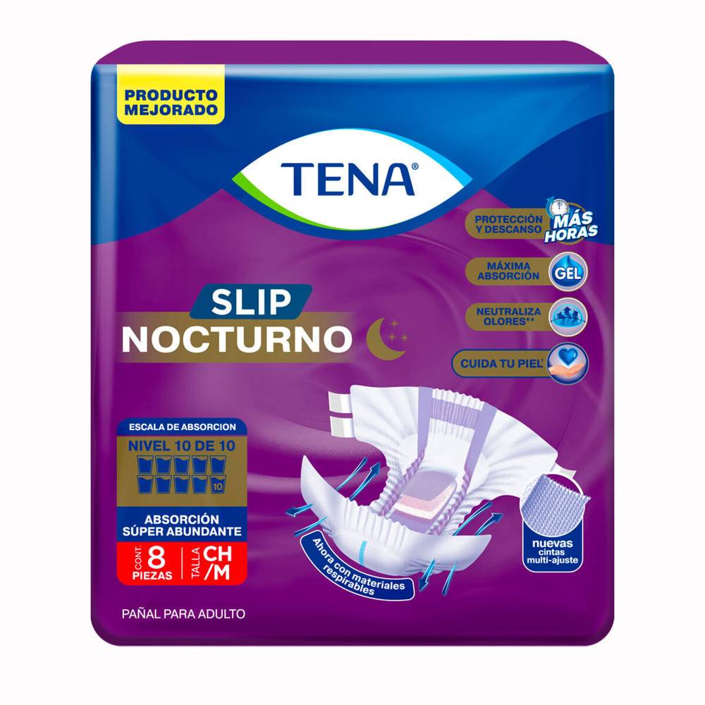 Tena pañal para adulto slip nocturno ch / m (paquete 8 piezas)