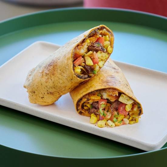 Toasted Breakfast Burrito With Braised Beef & Scrambled Egg