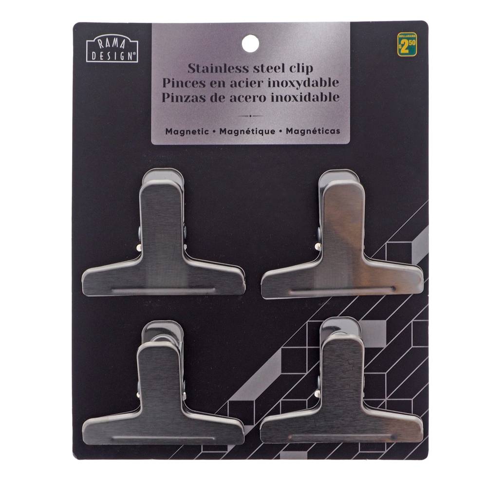 Stainless Steel Bag Clip W/Magnet, 4pc