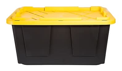 Greenmade 27 Gallon Storage Bin with Snap Lid, Plastic, Black/Yellow (669871)