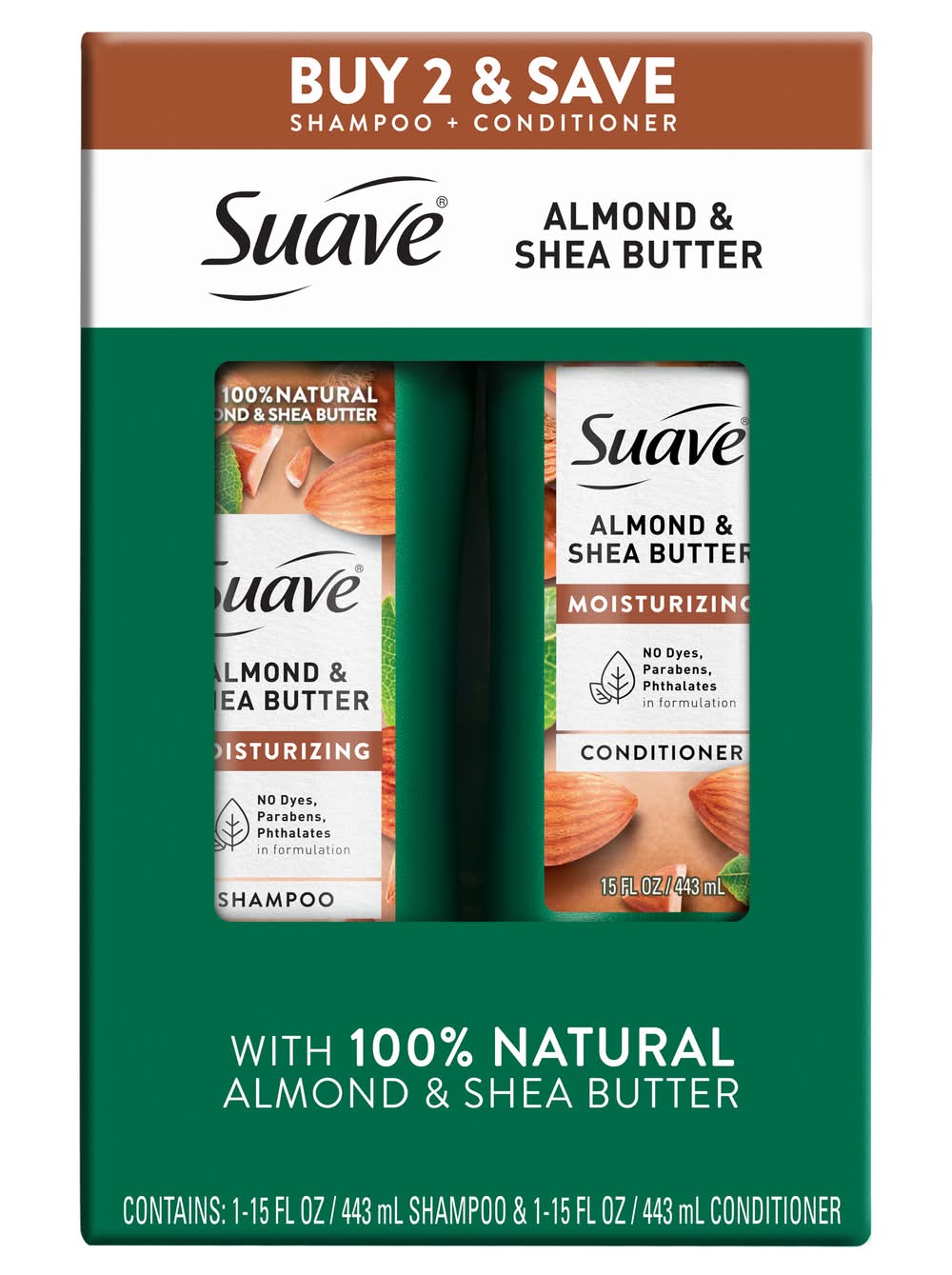 Suave Professionals Almond Shea Butter Shampoo Conditioner (2 x 15 fl oz)