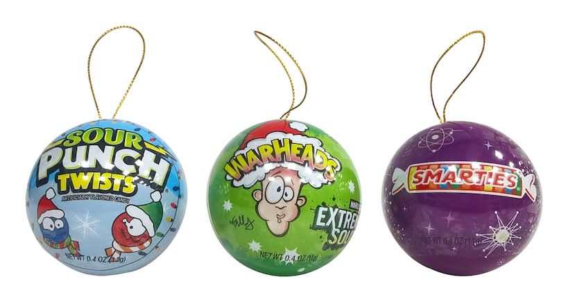 Sour Punch, Warheads, & Smarties Tin Ornament (12 ct)
