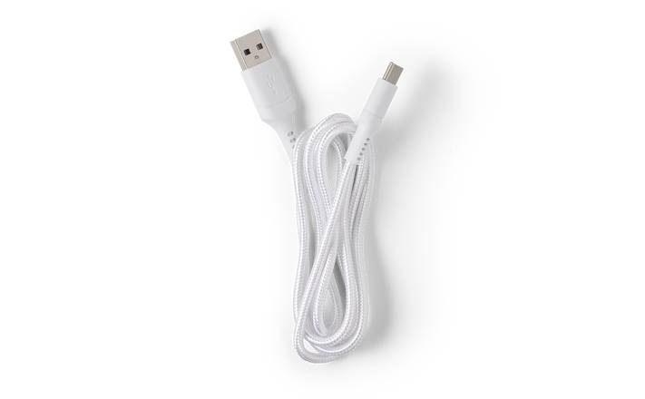 White 3�’ USB to Type C Charging Cord