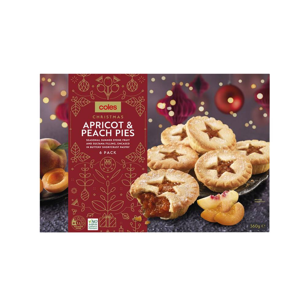 Coles Christmas Apricot & Peach Pies 6 ct