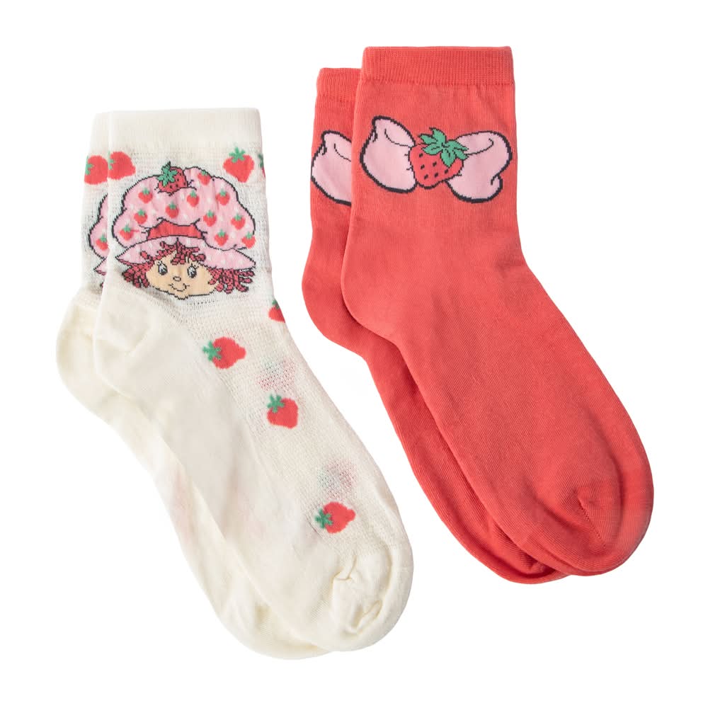 Branded Girls Mid-Crew Socks 2-Pack Strawberry Shortcake