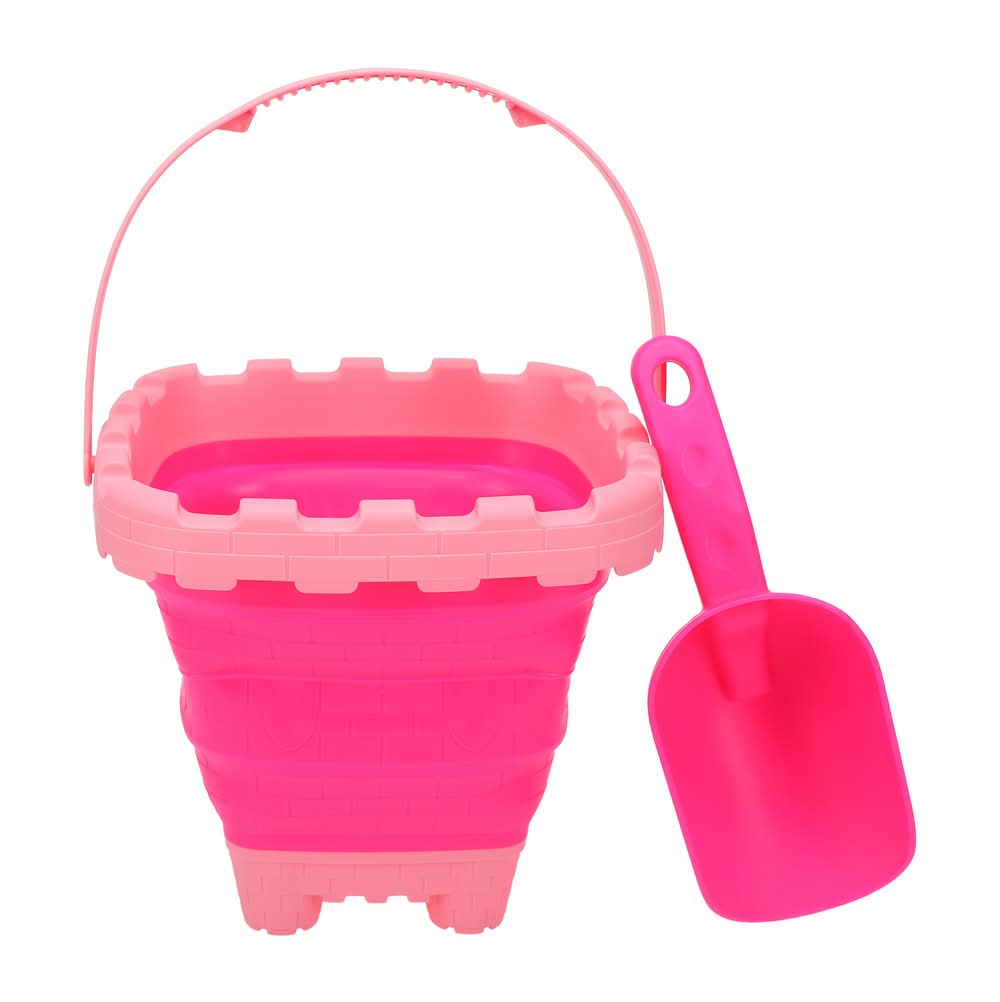 Beach Collapsible Bucket + Shovel Set Pink