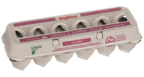 Hy-Vee Grade a Eggs, Jumbo (12 ct)