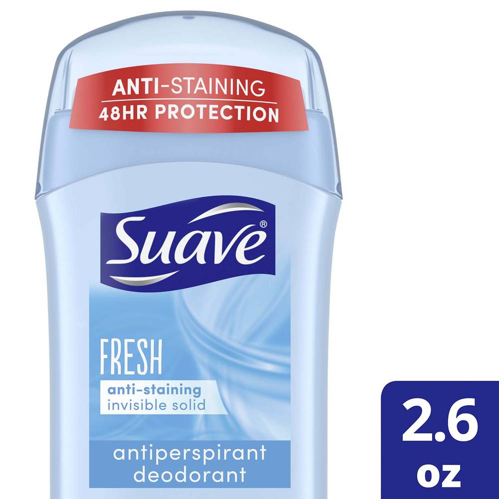 Suave 48-Hour Anti-Staining Antiperspirant & Deodorant Stick, Fresh, 2.6 Oz