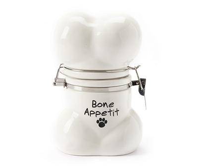"Bone Appetit" White Bone Ceramic Hinged Jar