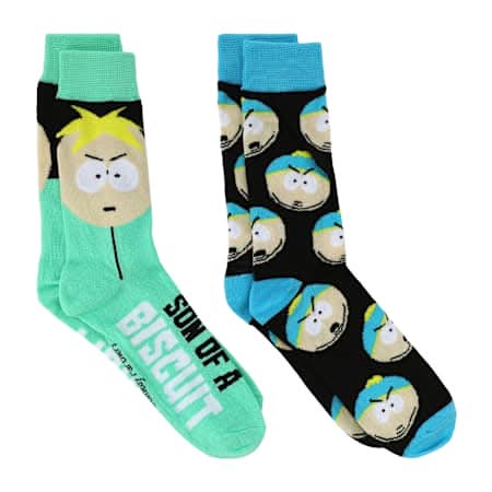 Young Mens Licensed Crew Socks 2-Pairs South Park Biscuit