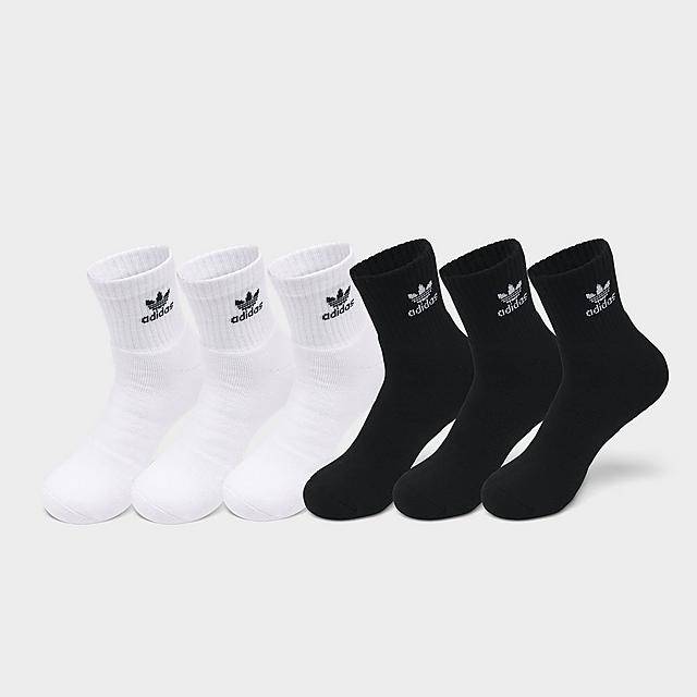 Adidas Originals Trefoil Quarter Socks, Large, Black & White (6 ct)