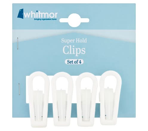 Whitmor Super Hold Clips, White (4 ct)