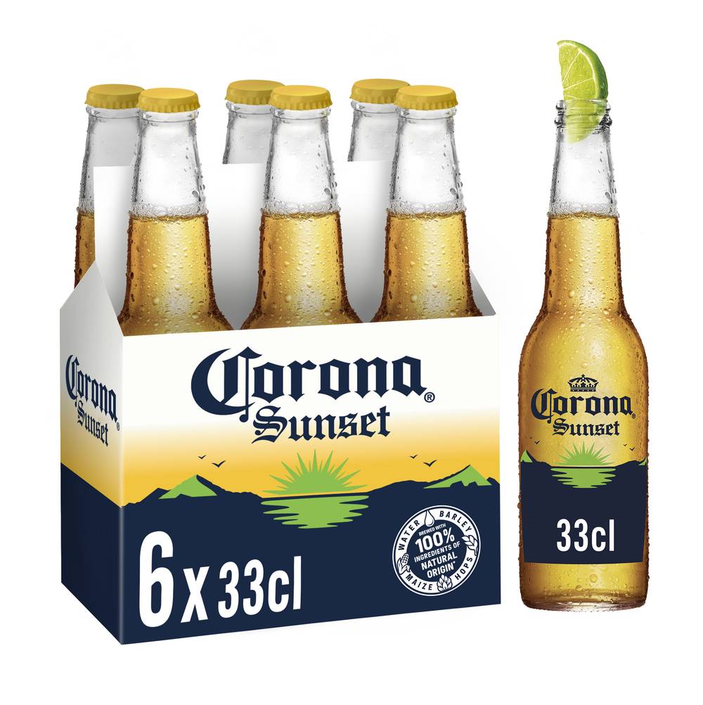 Corona - Sunset bière au spiritueux mexicain jus de citron vert et sucre de canne (6 x 330ml)