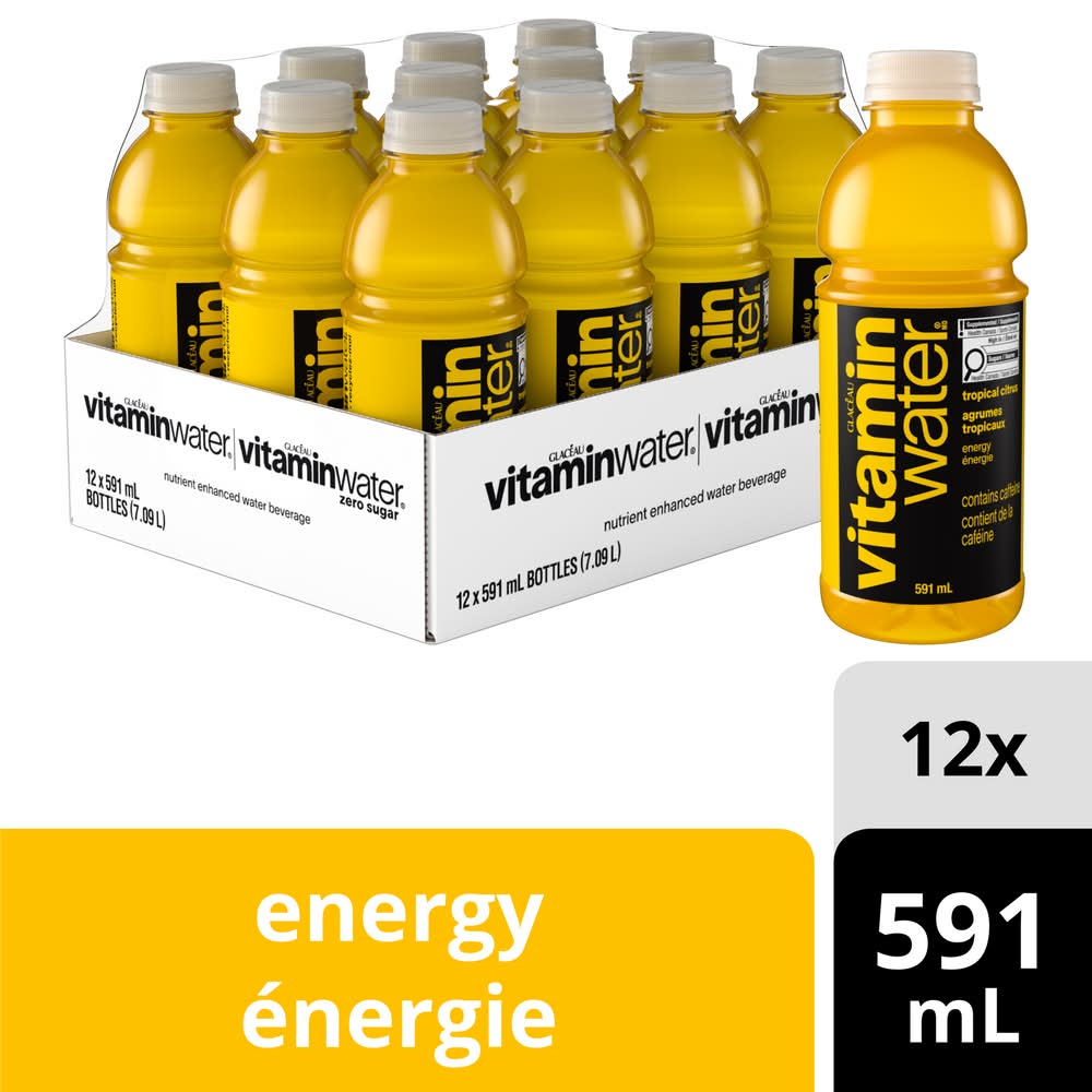 Vitaminwater Zero Sugar Nutrient Enhanced Water, Tropical Citrus (12 x 591 ml)