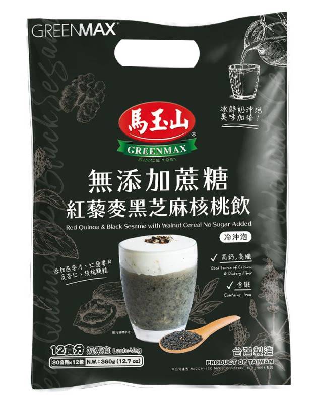 馬玉山無添加蔗糖紅藜麥黑芝麻核桃飲30gx12 <30g克 x 12 x 1Bag袋>
