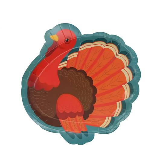 9" Thanksgiving Turkey Paper Plates, 12Ct. By Celebrate It