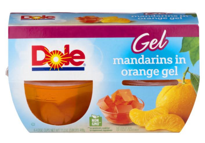 Dole Mandarins in Gel Fruit Snack Cups, Orange (4 x 4.3 oz)