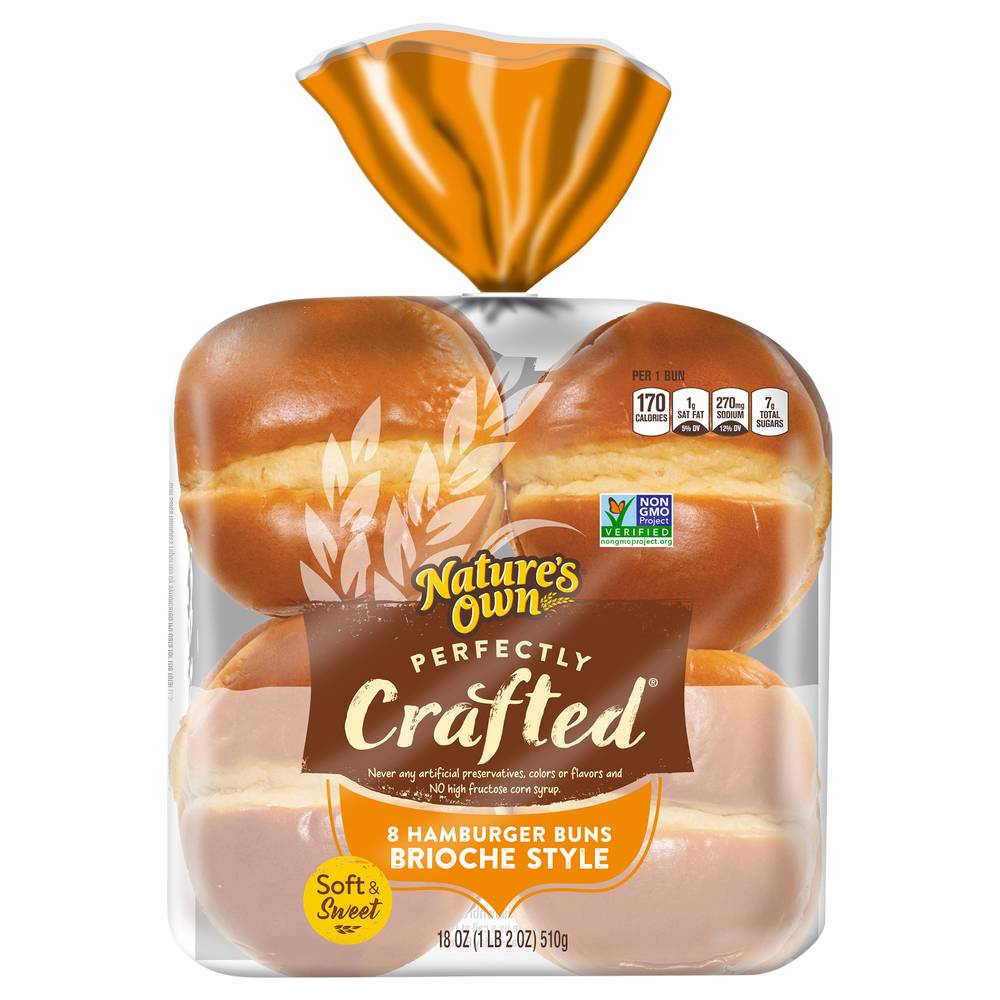 Nature's Own Perfectly Crafted Brioche Style Hamburger Buns (18 oz, 8 ct)