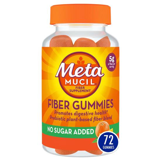 Metamucil No Sugar Added Fiber Gummies, Orange, 72 CT