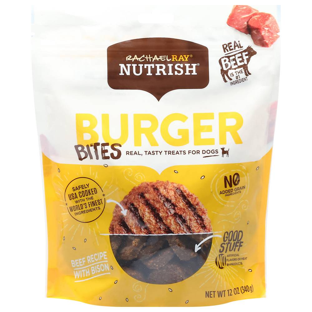 Nutrish Burger Bites Grain Free Dog Treats, Beef Burger With Bison Recipe (12 oz)