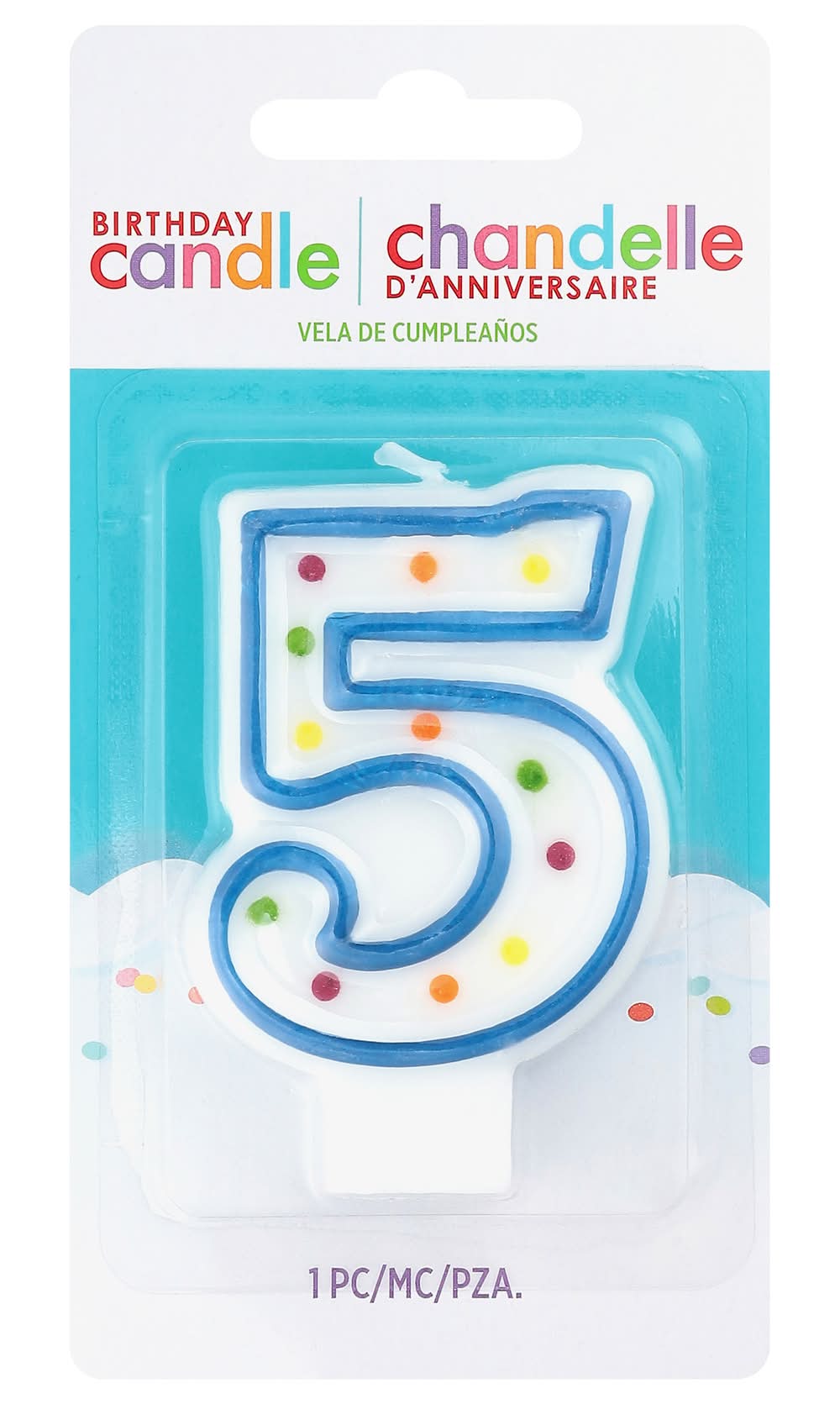 Party City Blue Outline Number 5 Birthday Candle