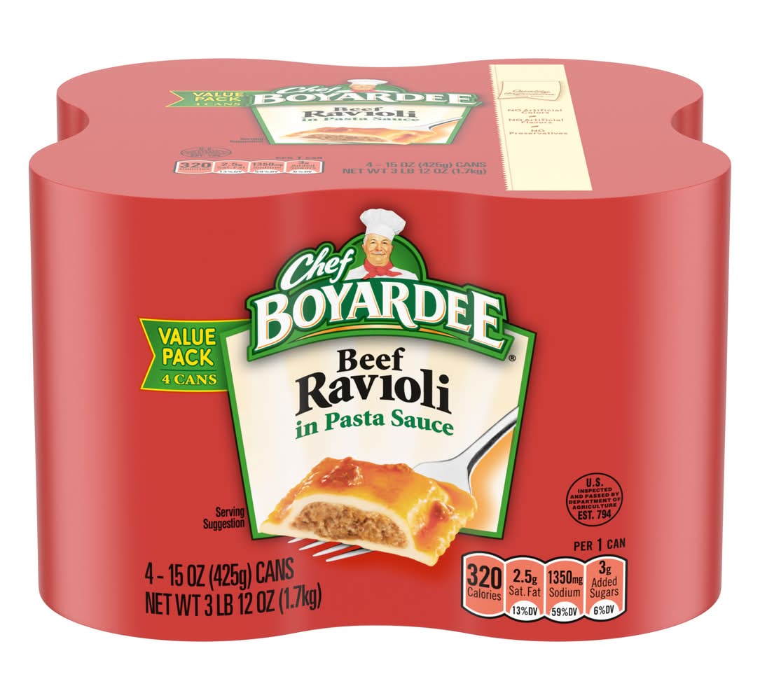 Chef Boyardee Beef Ravioli in Pasta Sauce Value pack (4 x 15 oz)