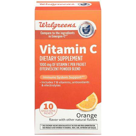Walgreens Vitamin C Immune Support Effervescent Powder Blend, 1000 mg Orange (10 ct)