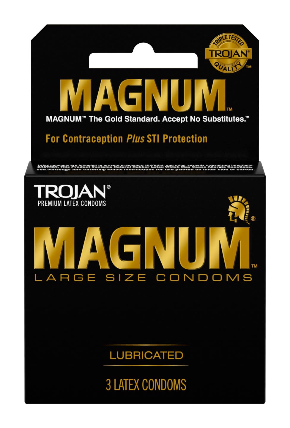 Trojan Magnum Lubricated Latex Condoms, Large (3 ct)