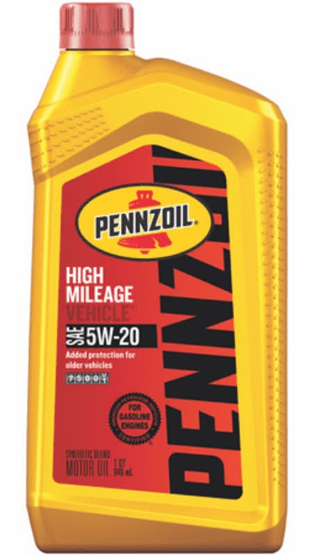 Pennzoil High Mileage Synthetic Blend 5W20 Motor Oil Quart