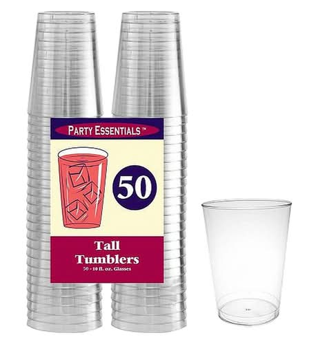 Party Essentials Plastic Tall Tumblers 10 fl oz (50 ct)
