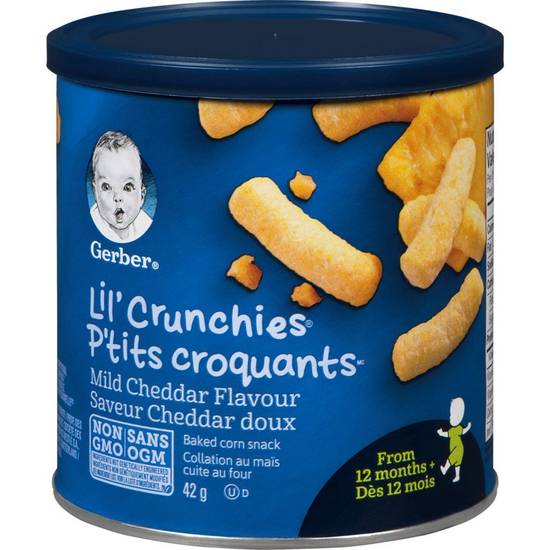 Gerber collation au maïs cuite au four au cheddar doux pour bébés p'tits  croquants (42 g) - lil' crunchies mild cheddar toddler snacks (42 g), Delivery Near You
