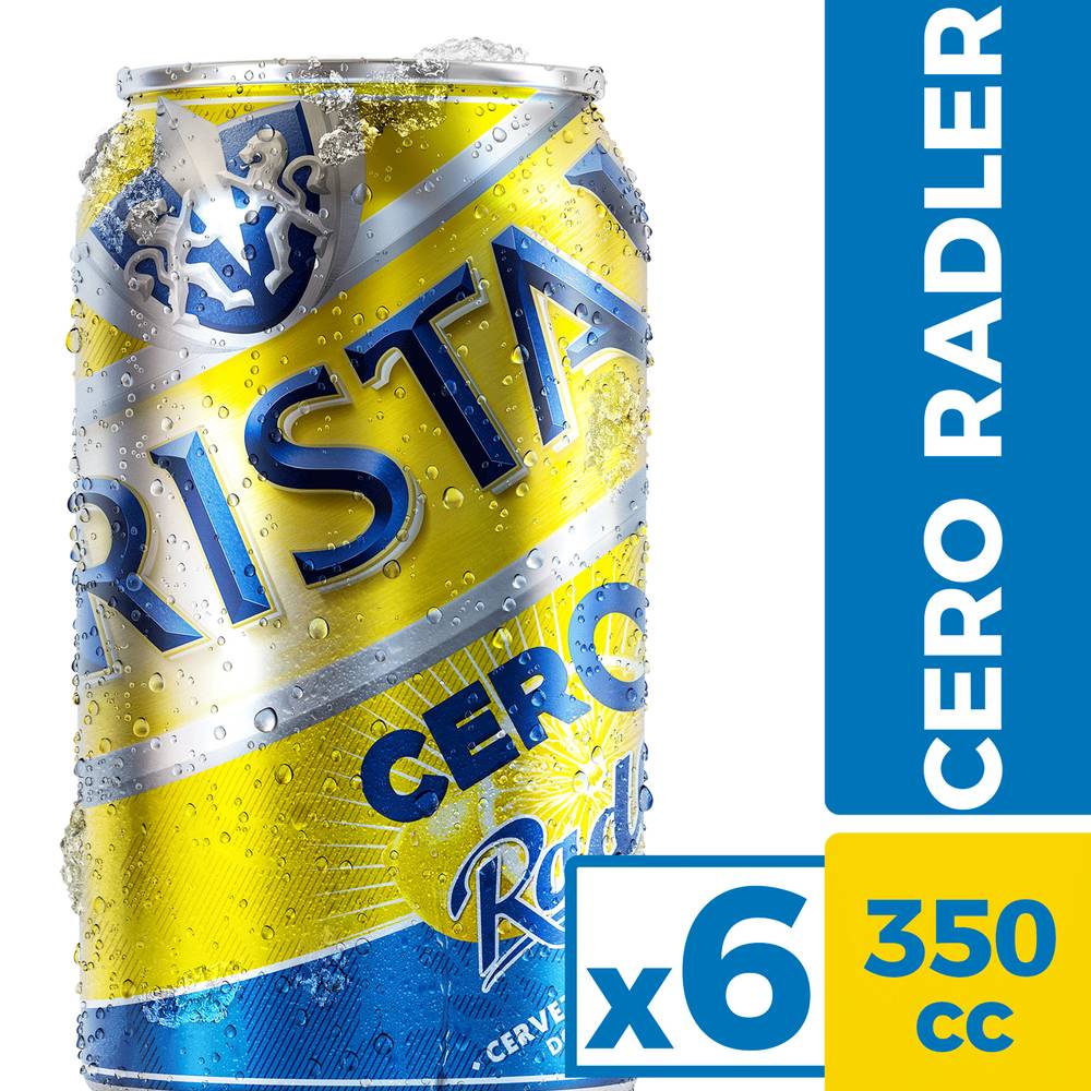 Cristal pack cerveza cero radler sabor limón (6 u x 350 ml c/u)