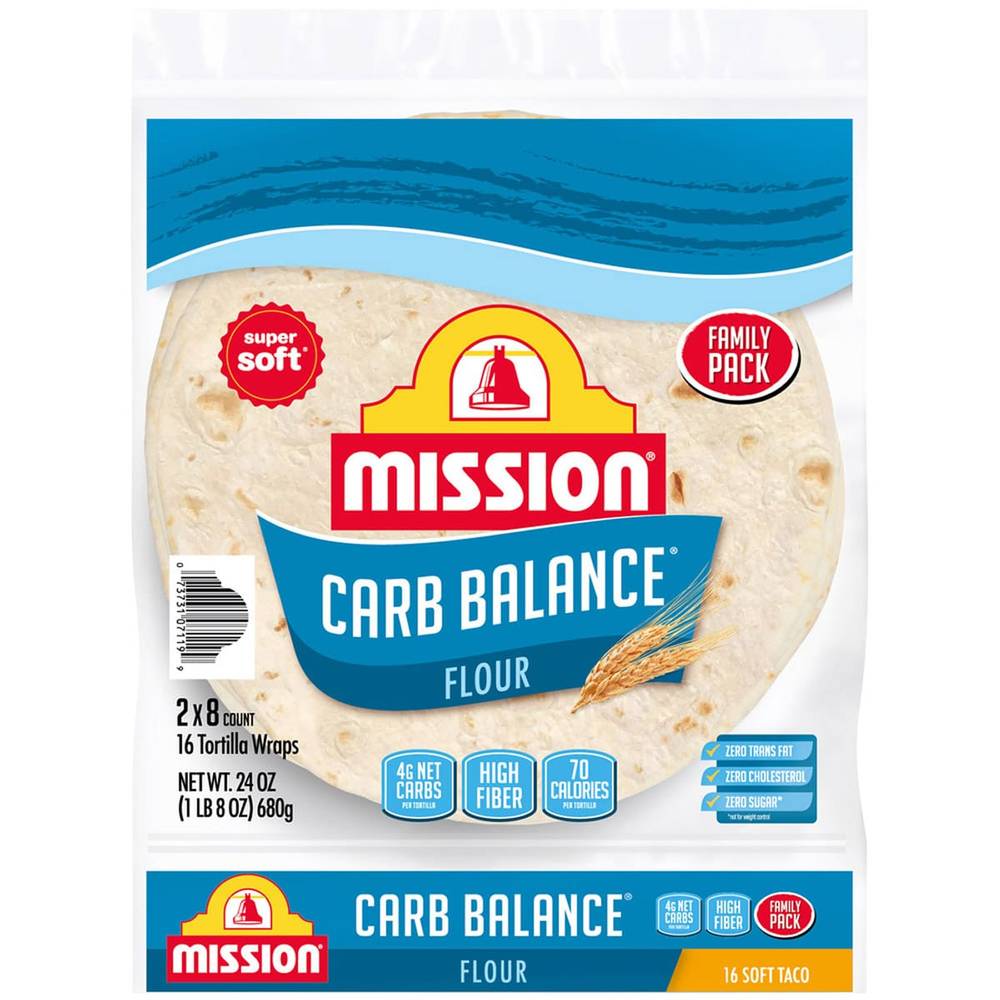 Mission Carb Balance Flour Tortillas, 8-count, 2-pack